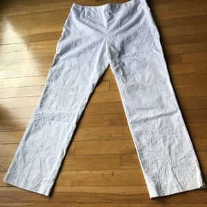 Ralph Lauren (Lauren) White Floral Design Pants